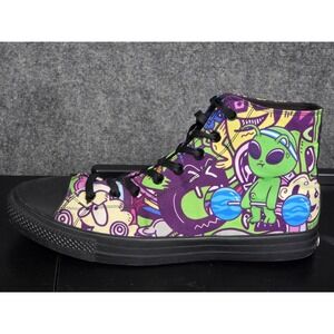 RAAD Shop Alien Graphic High Top Sneakers Men Sz 12M Colorful Canvas Skater Shoe